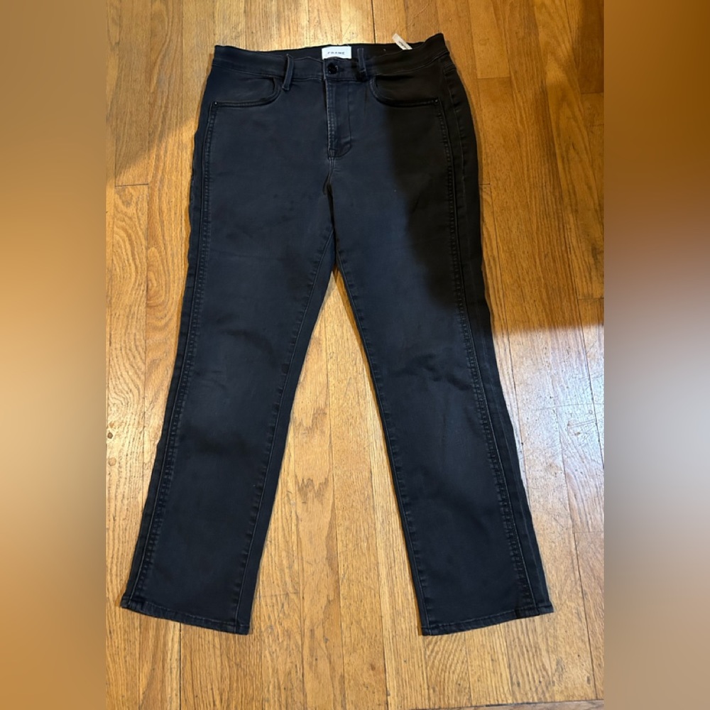Frame Denim Black Straight Leg Jeans